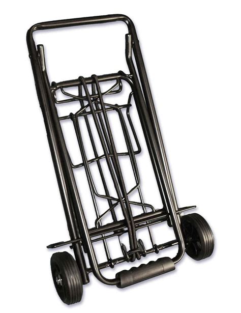 collapsible luggage carrier on wheels.